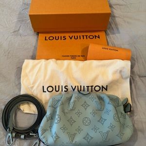 LOUIS VUITTON SCALA MAHINA MINI POUCH WITH LONG SHOULDER STRAP 9.1 x 4.9 x 2 inc
